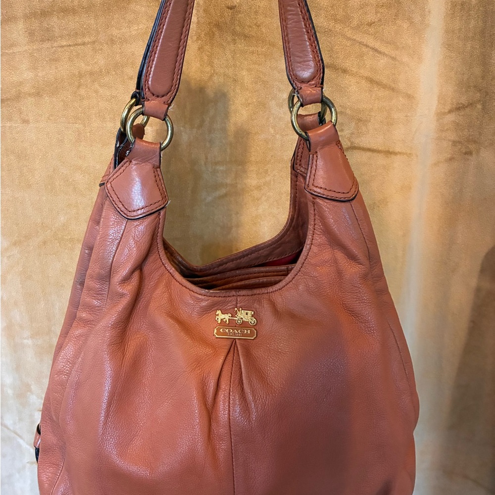 Coach Madison Maggie Brown Leather Hobo Bag